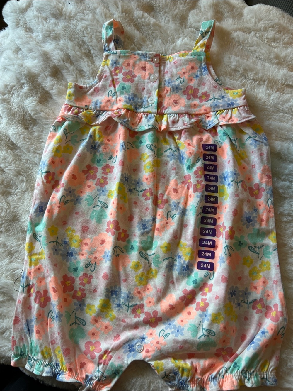 Carter's Pastel Floral Sleeveless Romper - Pink, Yellow, Green, Blue